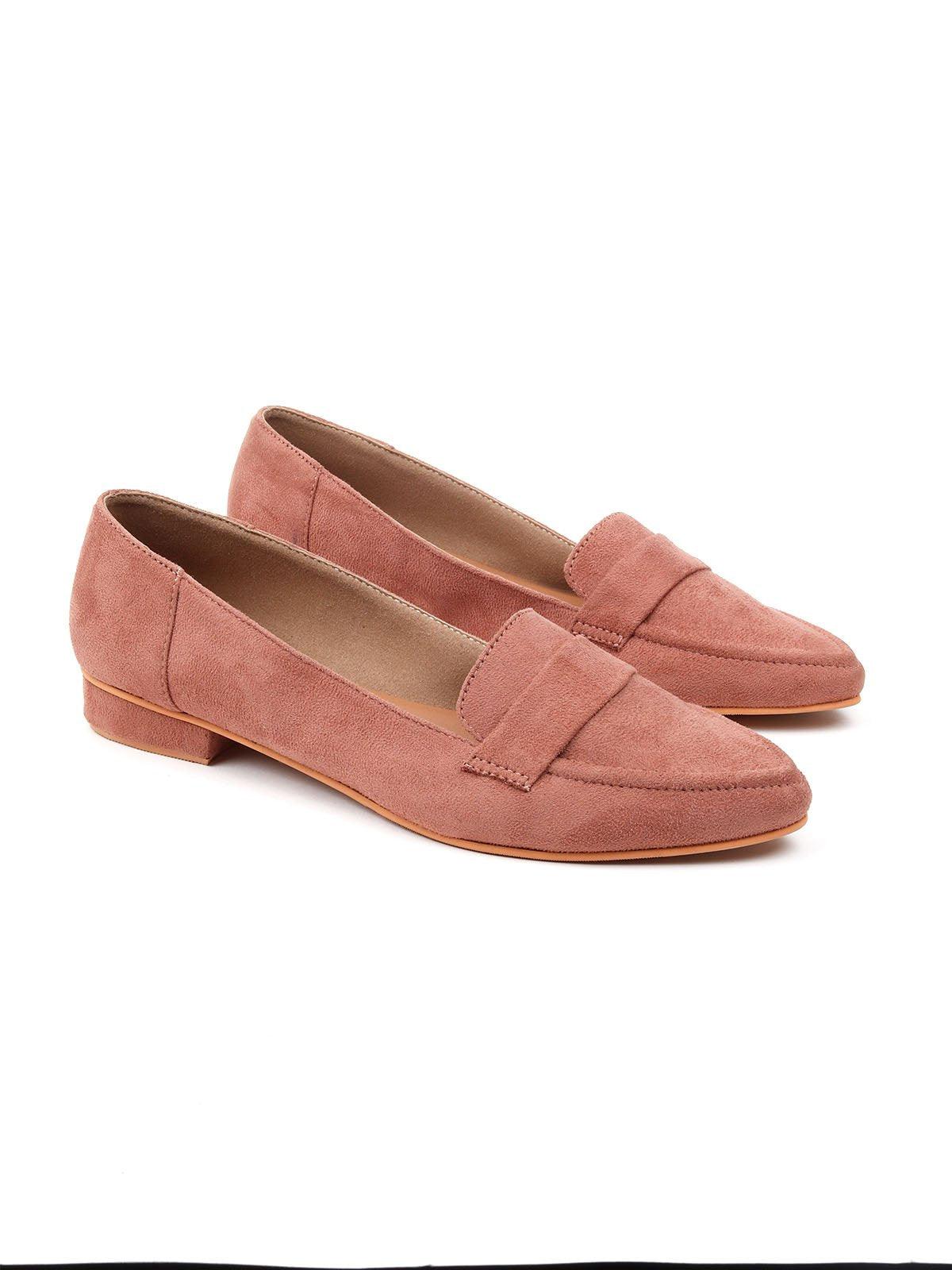 Dust Pink Suede Flat Women Footwear - Odette
