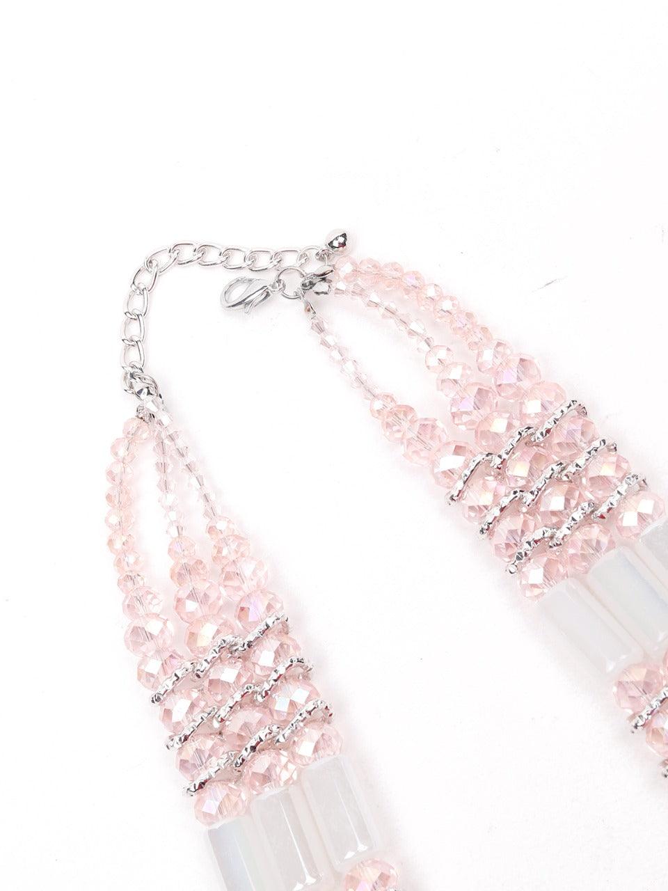 Elegant baby pink layered necklace - Odette