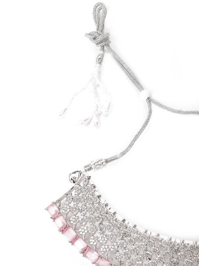 Elegant Baby Pink Studded Princess Necklace - Odette