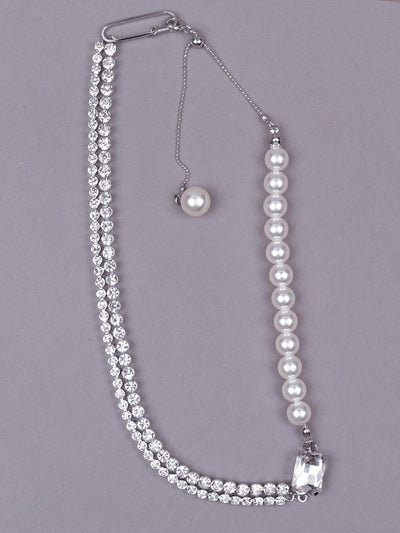 Elegant crystal and pearl necklace - Odette