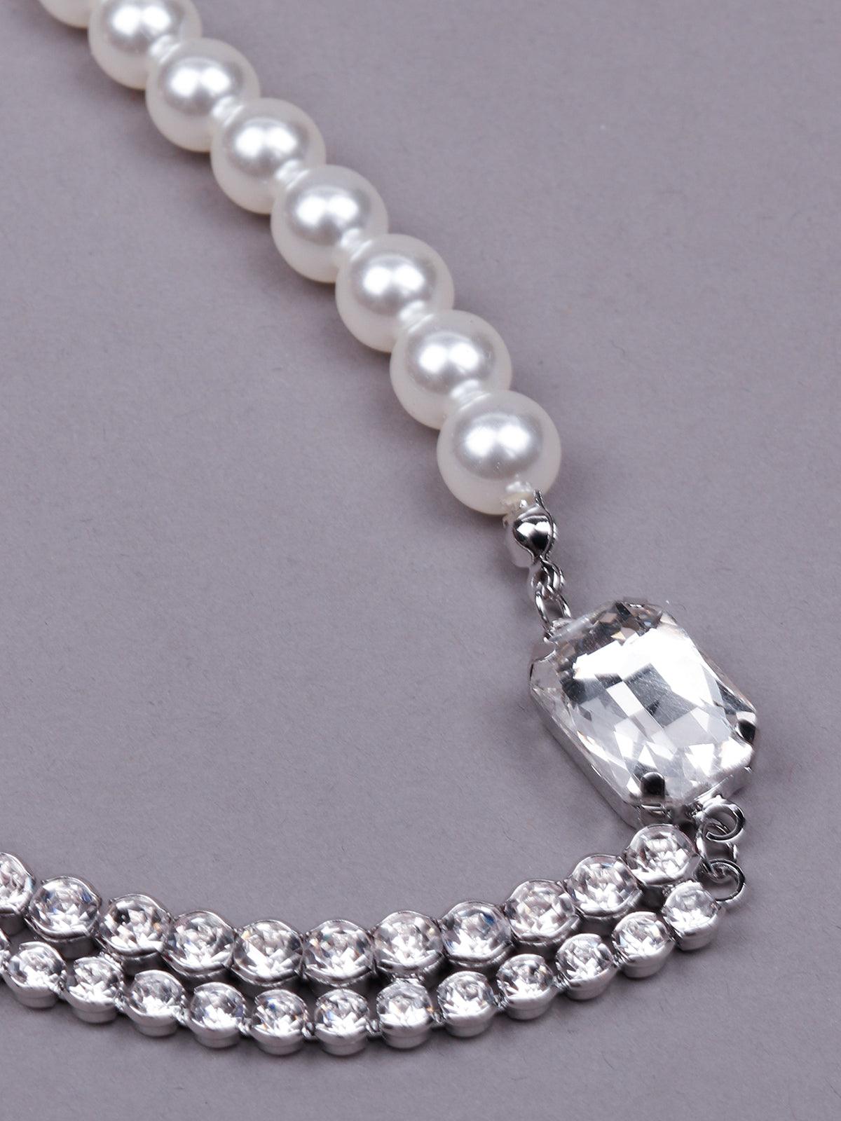 Elegant crystal and pearl necklace - Odette