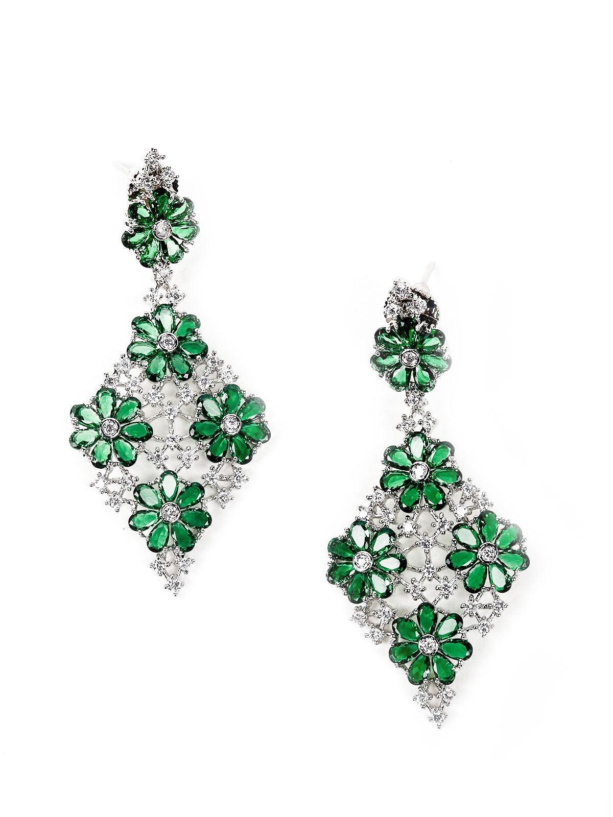 Elegant Floral Green Choker Necklace Set - Odette