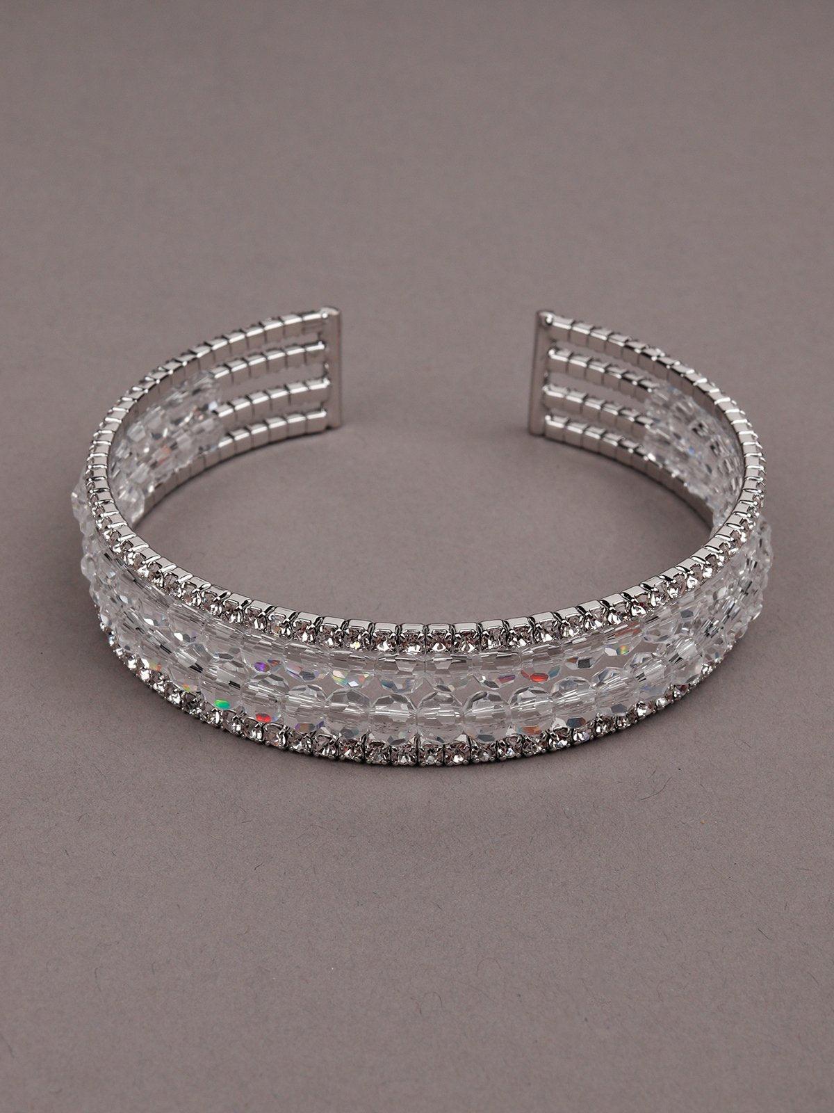 Elegant Four-Layered Crystal Bracelet -Silvertone - Odette