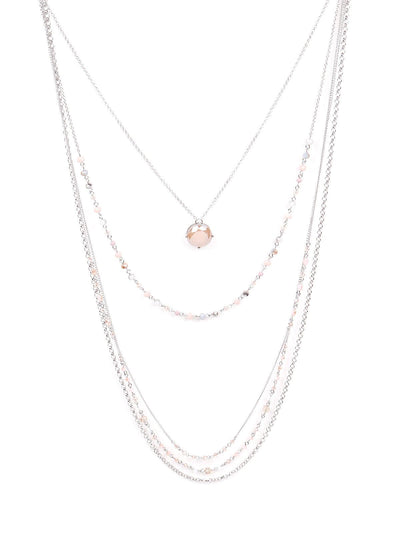 Elegant multilayered soft pink necklace - Odette