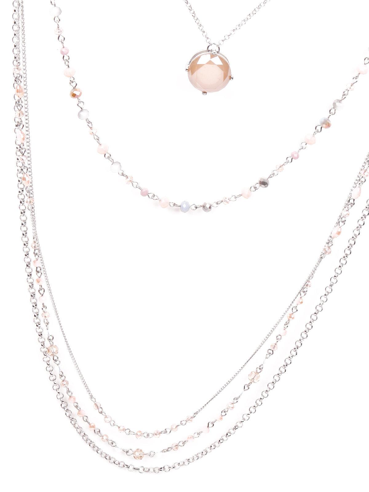 Elegant multilayered soft pink necklace - Odette