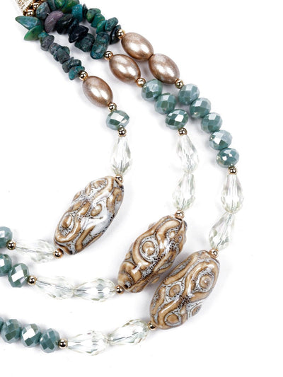 Elegant Sea-Green Multilayered Beaded Necklace - Odette