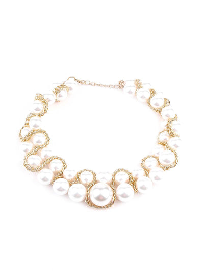 Elegant white artifical pearl gorgous necklace - Odette