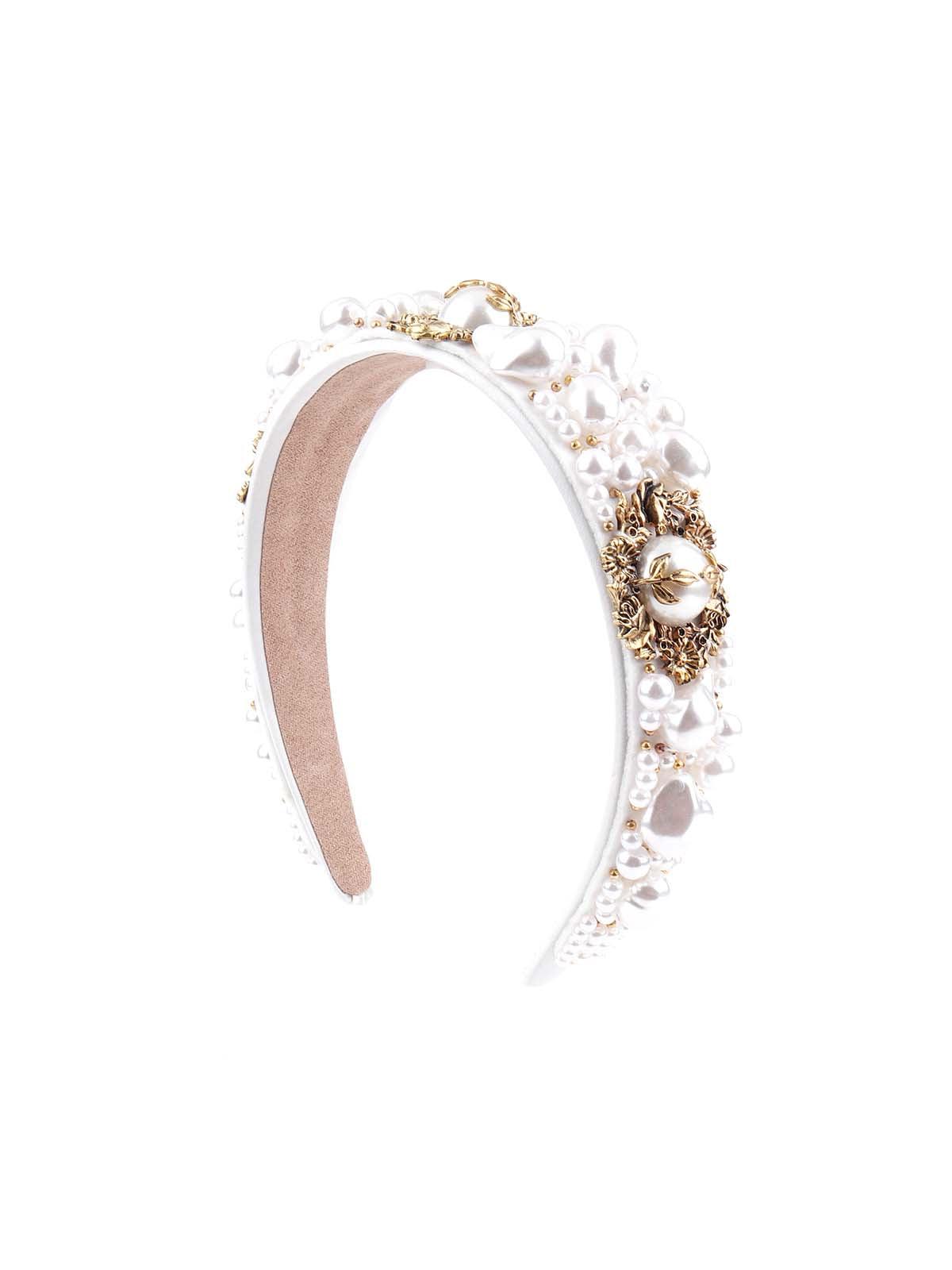 Elegant white jewelled hairband - Odette