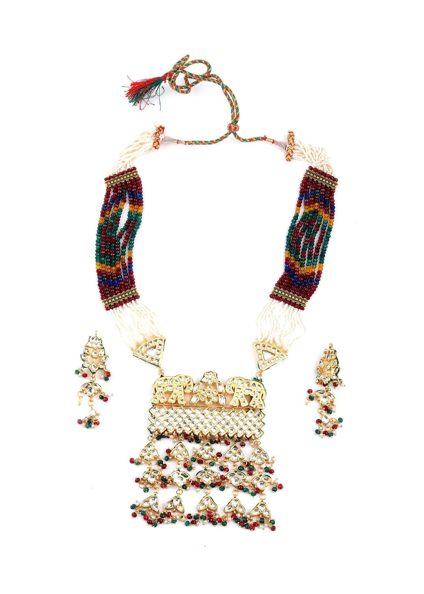 Elite Multicolor Rani Haar Necklace Set - Odette