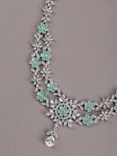 Ellie Mint Green Floral Necklace Set - Odette