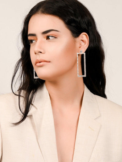 Elongated Sparkling Studded Earrings - Odette