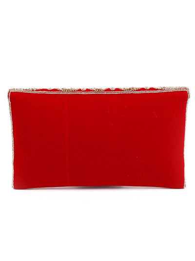 EMBROIDERED RED CLUTCH BAG FOR WOMEN - Odette