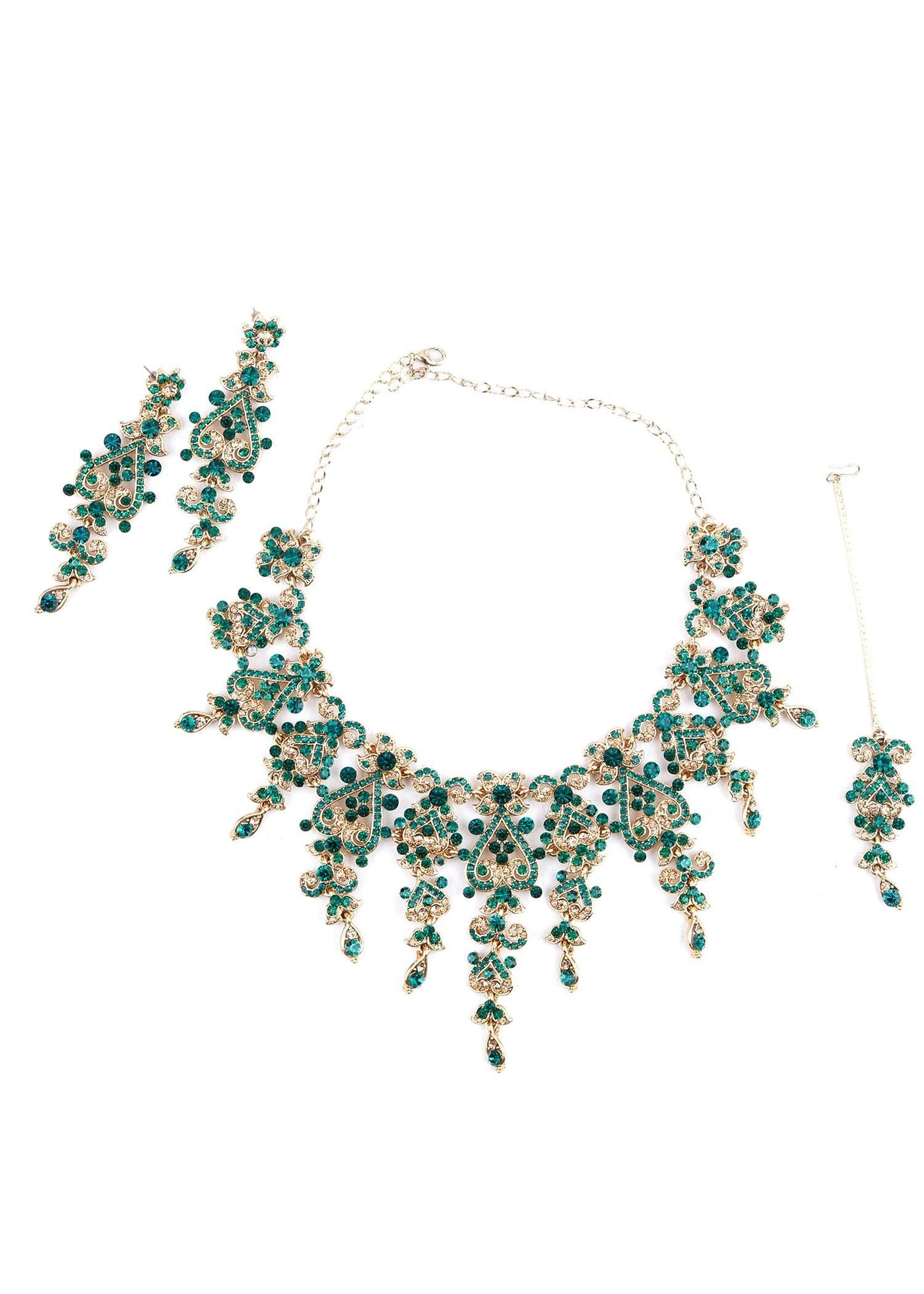 Emerald Green Crystal Necklace Set - Odette