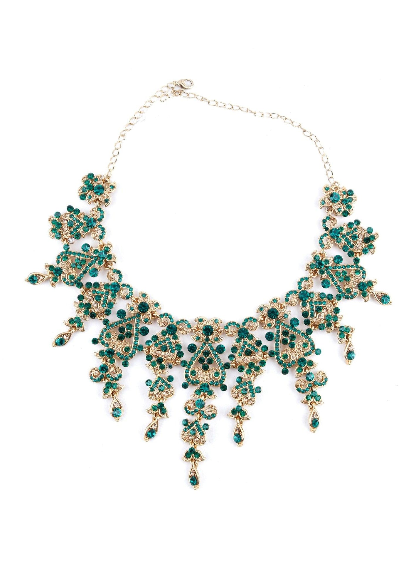Emerald Green Crystal Necklace Set - Odette
