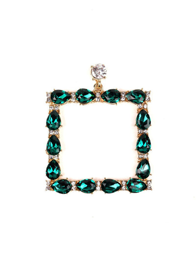 Emerald green square-shaped earrings - Odette