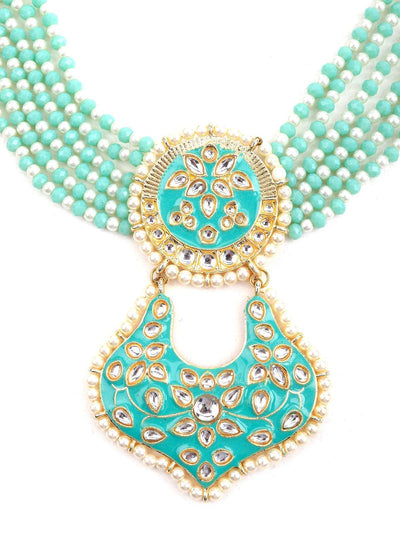 Enchanting Sea Green Necklace with Earrings - Odette