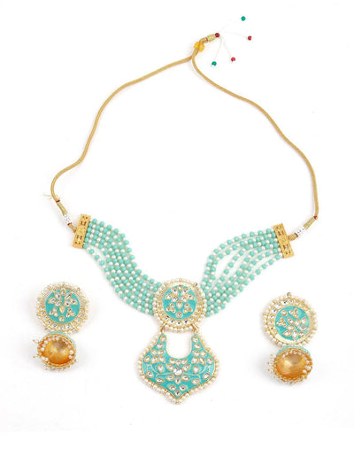 Enchanting Sea Green Necklace with Earrings - Odette