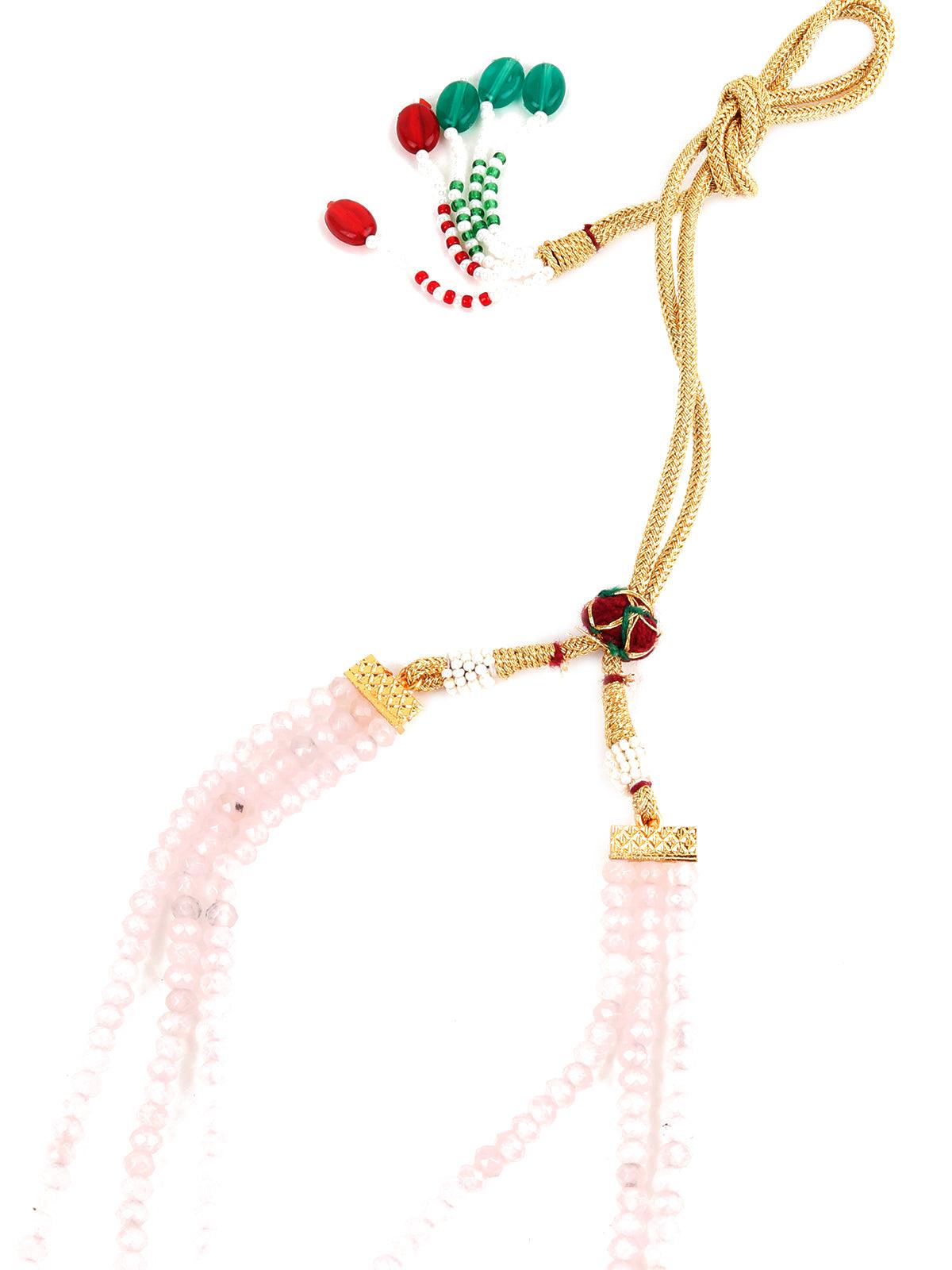 Enticing Pistachio Green And Rose Quartz Necklace Set - Odette