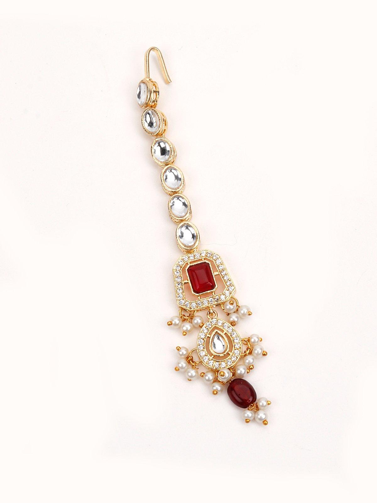 Ethnic Red & Gold Necklace - Odette