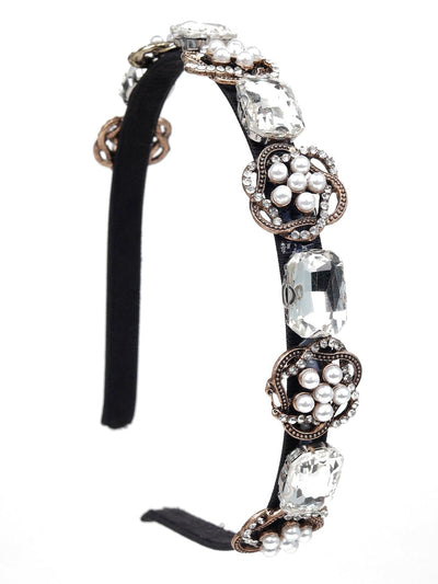 Exclusive Black Studded Tiara-Style Hairband - Odette