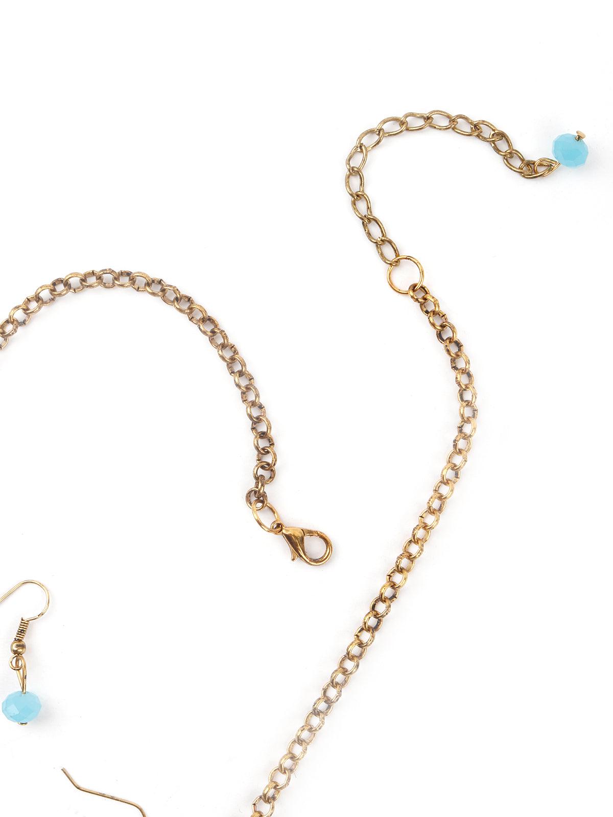 Exotic Tassel Blue Necklace Set - Odette