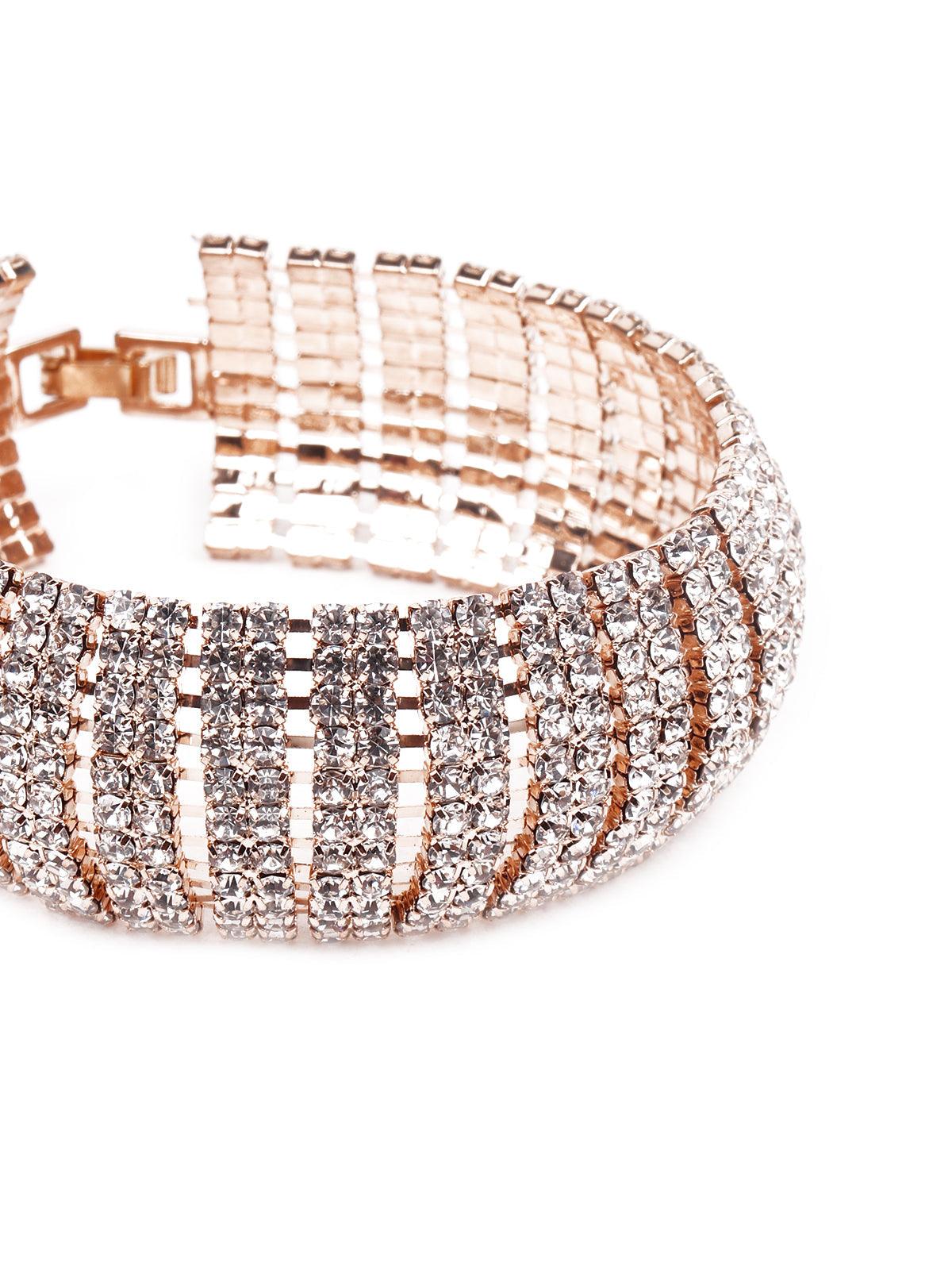 Exquisite artificial diamond-studded bracelet -gold - Odette