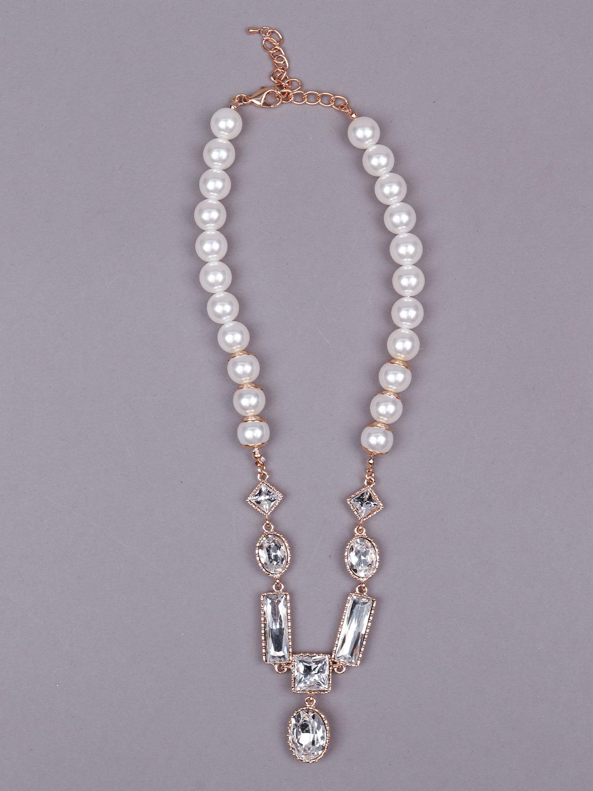 Exquisite Artificial Pearl and crystal pendant necklace - Odette