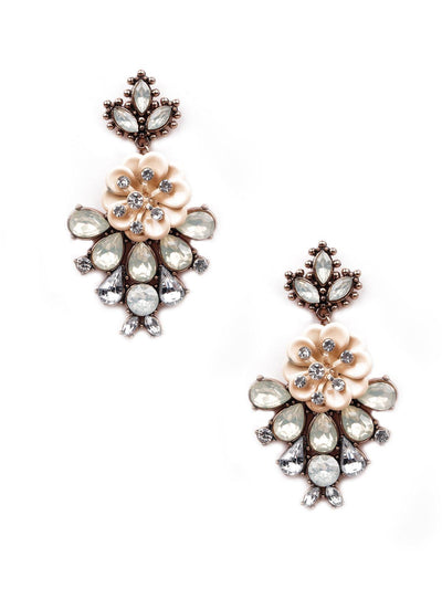 Exquisite beautiful floral beaded statement earrings - Odette