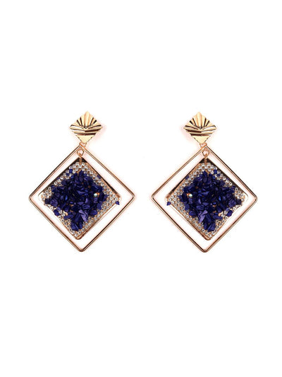 Exquisite blue diamond frame earrings - Odette