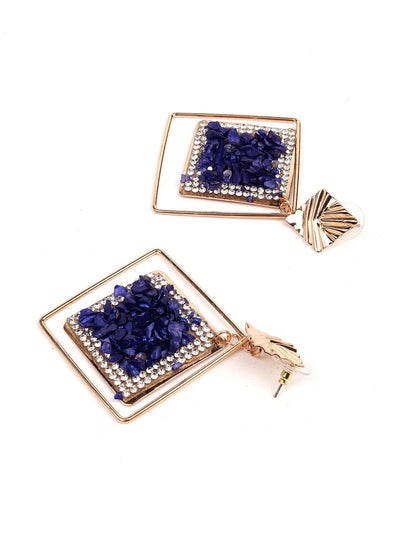 Exquisite blue diamond frame earrings - Odette