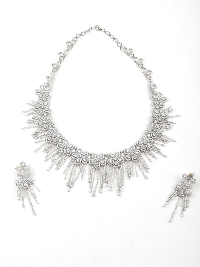 Exquisite diamanté silver princess necklace set - Odette