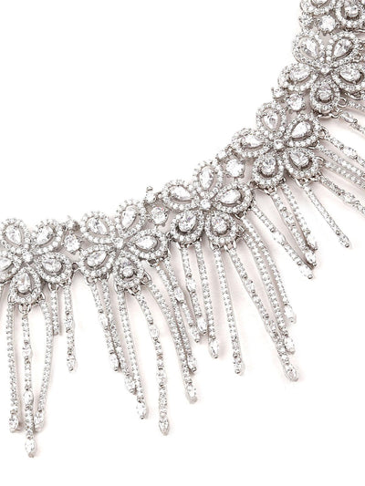 Exquisite diamanté silver princess necklace set - Odette