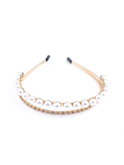 Exquisite double-strand gold-tone embellished hairband - Odette