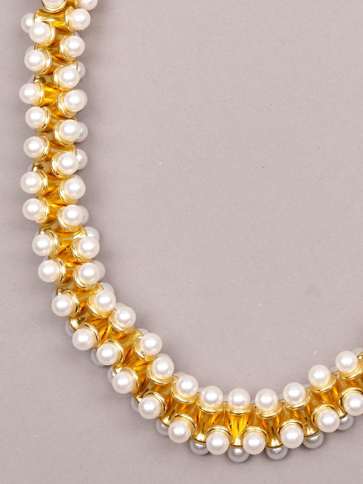 Exquisite Gold-Tone Pearl Embellished Necklace - Odette