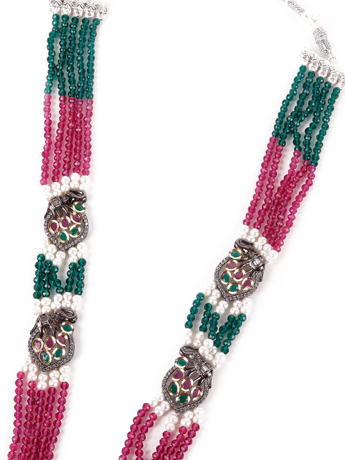 Exquisite green mala necklace set for women - Odette