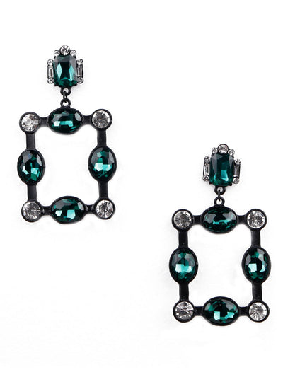 Exquisite green statement drop earrings - Odette