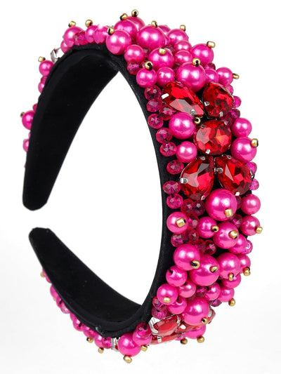 Exquisite Hot Pink Loaded Hairband - Odette