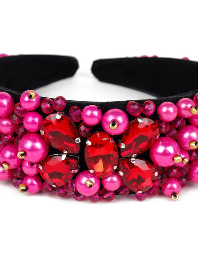Exquisite Hot Pink Loaded Hairband - Odette