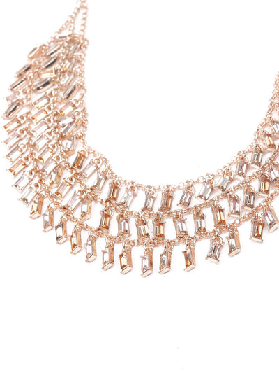 Exquisite layered crystal necklace - Gold - Odette
