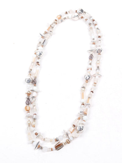 Exquisite Layered white beaded necklace -White - Odette