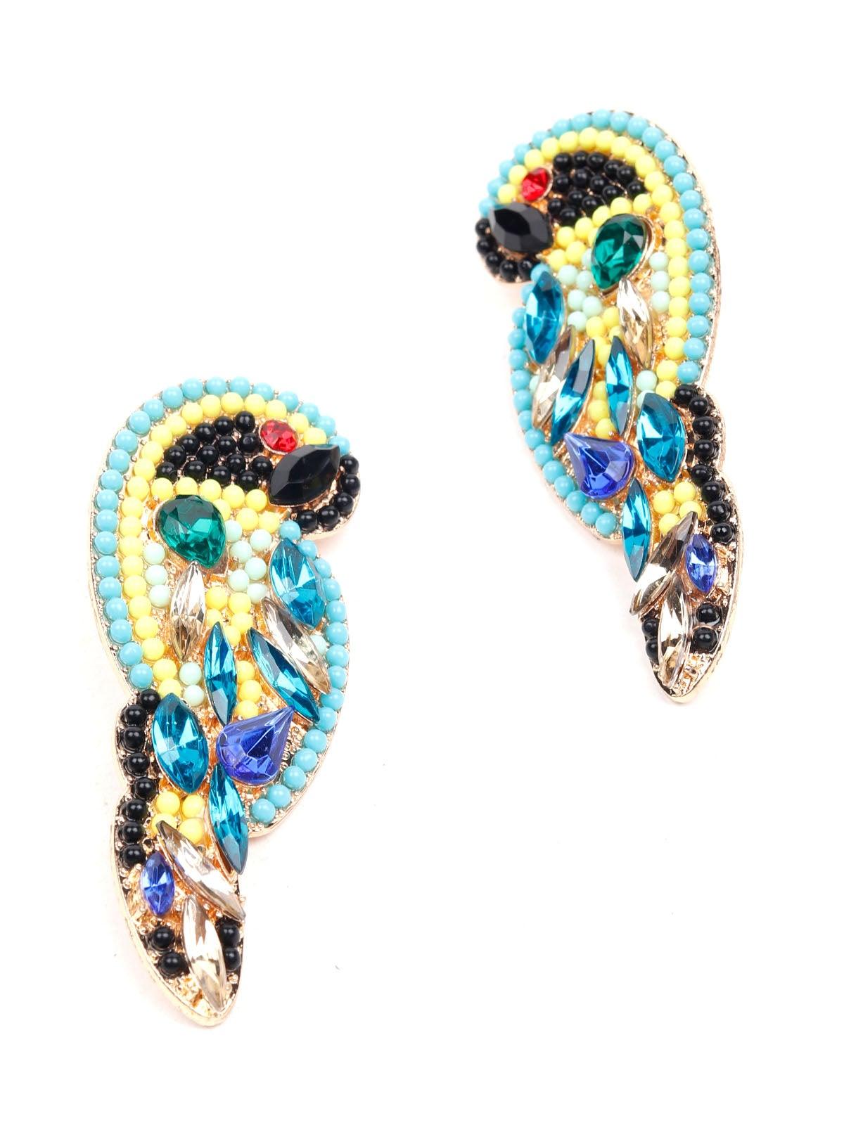Exquisite parrot shaped multicoloured beaded earrings - Odette