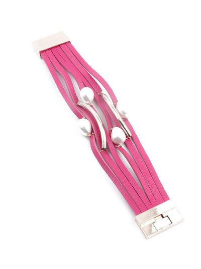 Exquisite pink layered embellished bracelet - Odette