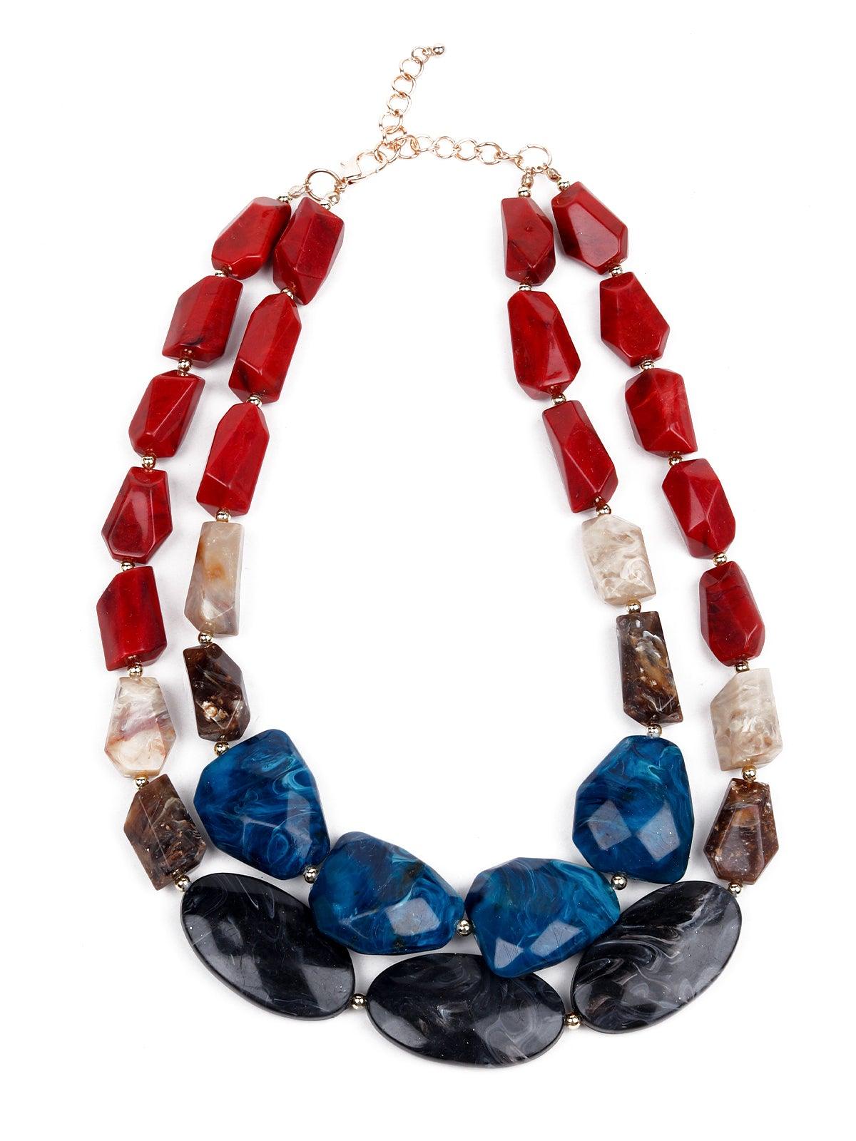 Exquisite Vibrant Multicolour Stone Necklace - Odette