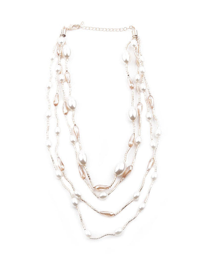 Exquisite white and gold layered necklace - Odette