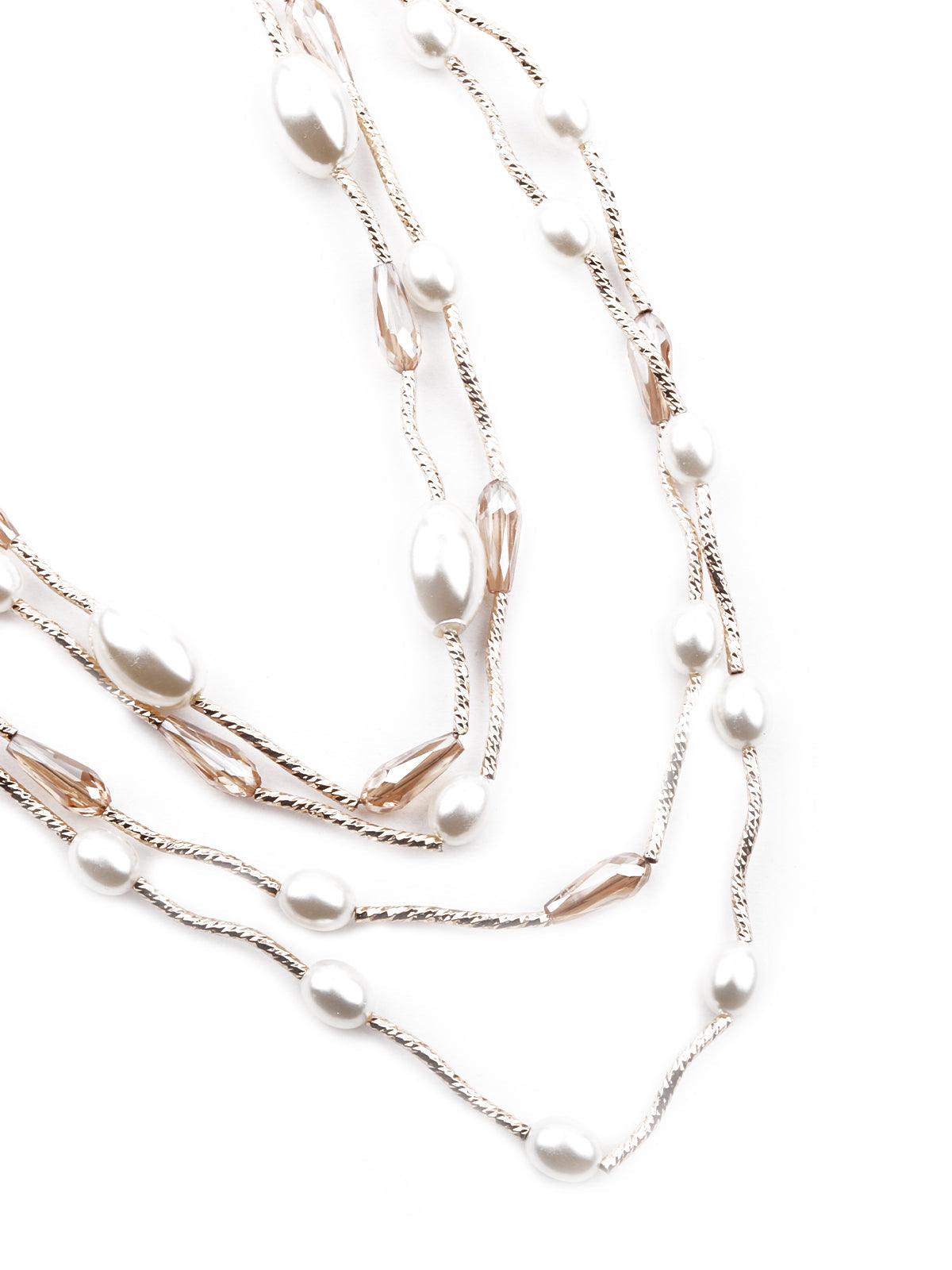 Exquisite white and gold layered necklace - Odette