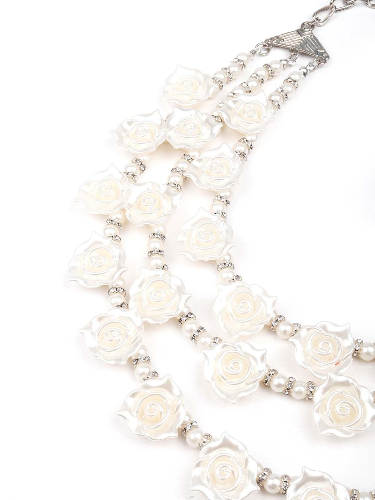 Exquisite white rose layered necklace for women - Odette