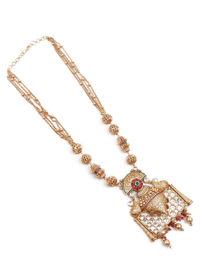 Exquisitly Crafted Gold Long Necklace Set - Odette