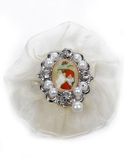 Fairly White Pleated Rose-Shaped Brooch - Odette