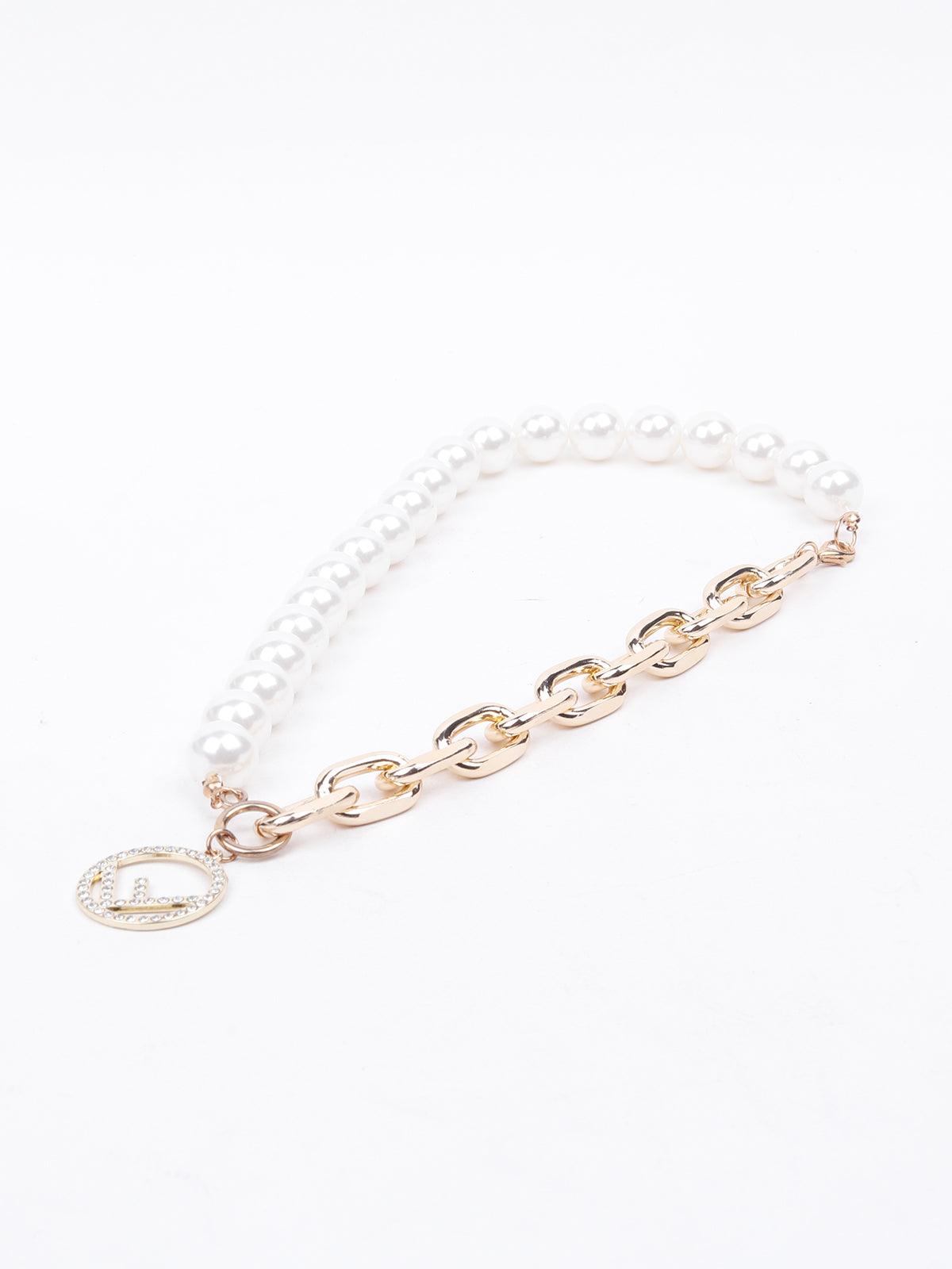 Faux pearl and interlinked pendant necklace - Odette