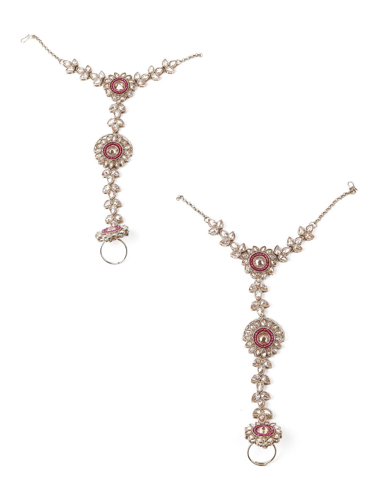 Faux Pearl and Kundan Three Layered Jewelry Set - Odette